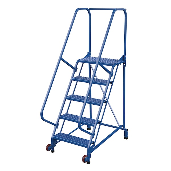 80 H Steel Tip N Roll Ladder, Grip, 5 Step, 58 deg., 5 Steps